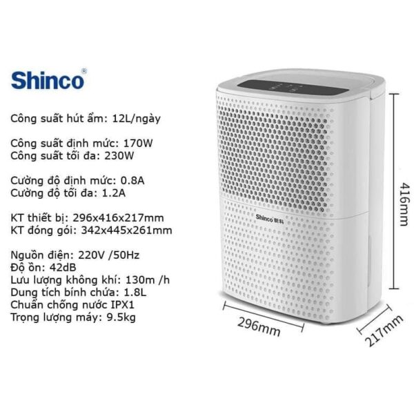 Máy hút ẩm Shinco 12L - có chức năng sấy quần áo